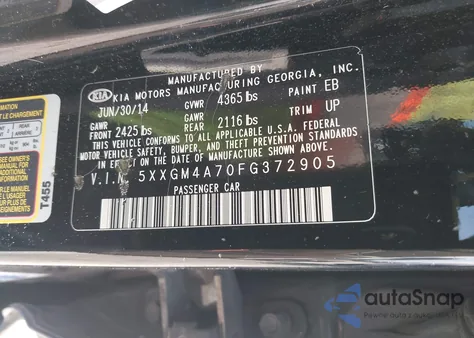 2015 Kia Optima Lx from USA, damaged, VIN 5XXGM4A70FG372905